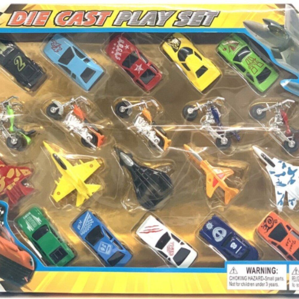20 Piece Die Cast Metal Toy Car Model Vehicle Play Set Girls/Boys/Kids Ages 3+